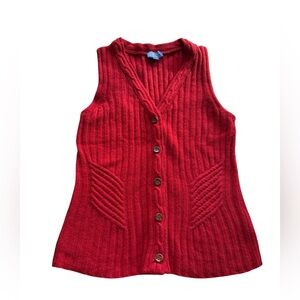 Pendleton Lambswool Sweater Vest Size Small Red Button Front Knit Cottagecore